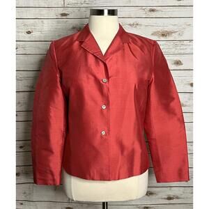 Vintage classic pink Talbots Pure Silk shantung single-breasted blazer Size 16